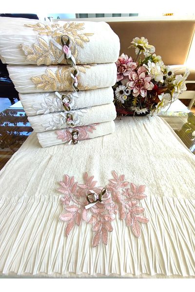 A.Z.H. Σετ πετσετών 50x90 cm Luxury Pleated Velvet - Σετ 6 πετσετών αρραβώνων