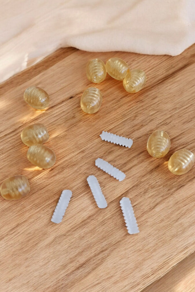 MGA DOĞAL TAŞ Kolye Klipsi Vidalı Klips Kilit Aparatı Bileklik Klipsi Düğüm Gizleyici Vida 1 Adet Kehribar Klips