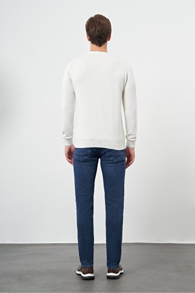 İmza Відкритий кремовий довгий рукав з власним візерунком, трикотажний велосипедний комір, класичний slim fit, трикотаж 1012245200