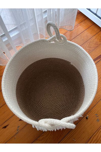 Bohemahomedecor Декоративна кошница от ракита от юта, кошница за одеяла, кошница за подаръци, кошница за пране, саксия за цветя