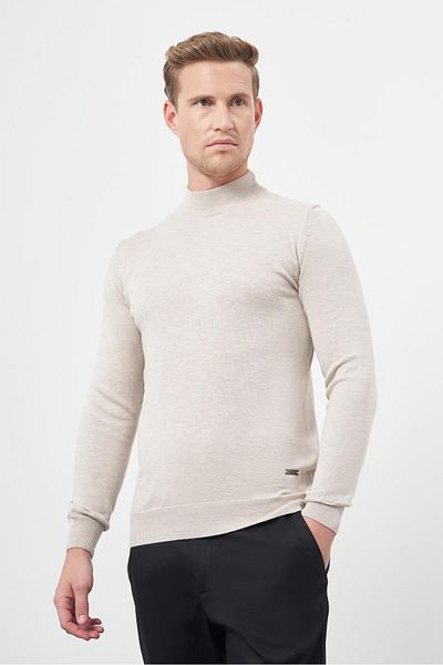 İmza Ανοιχτό μπεζ Classic Comfort Fit Knitwear - Μακρύ μανίκι, μισό ζιβάγκο 1012245001