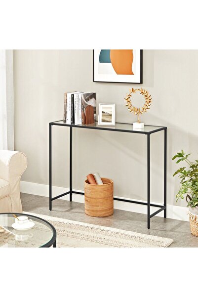 Home Gloria Metal Dresuar Modern Dekoratif Kahve Köşesi Konsol Siyah Şeffaf C...