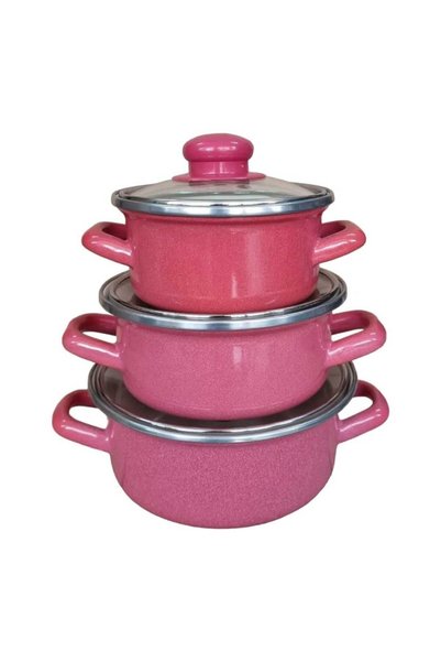 qussine Mini Cookware Set Enameled 6 Piece Storage Container Set Red