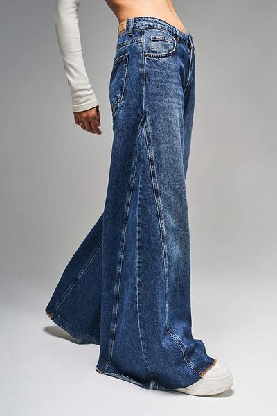 its basic Pantaloni Palazzo de damă albastru închis - 2w47, 100% Koton, Super Fit
