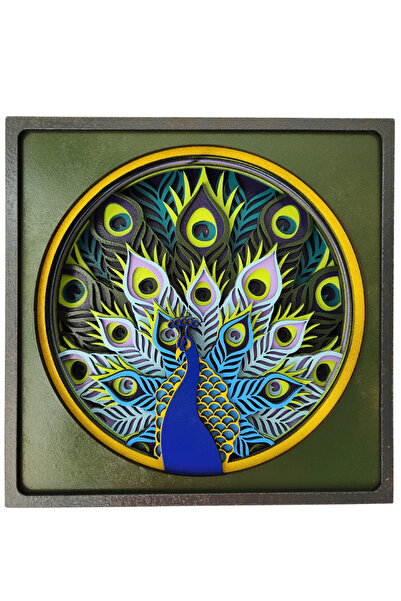 Dark Flamingo El Yapımı Üç Boyutlu Ahşap Tavus Kuşu Biblosu Ve Duvar Dekoru