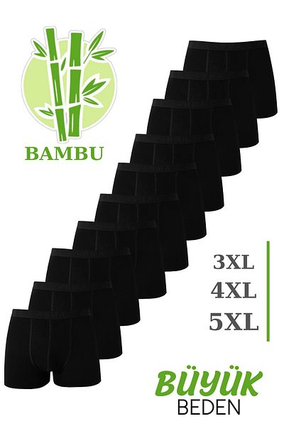 Arma Yıldız Ανδρικό Bamboo Plus Size Boxer Black Πακέτο 10