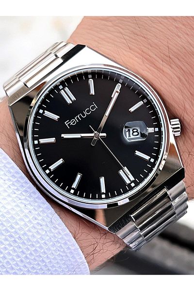 Ferrucci Tsuyosa Model Men's Wristwatch - Steel Cord, Calendar Dial, 30 Mt Water Resistant Efc.03223.1