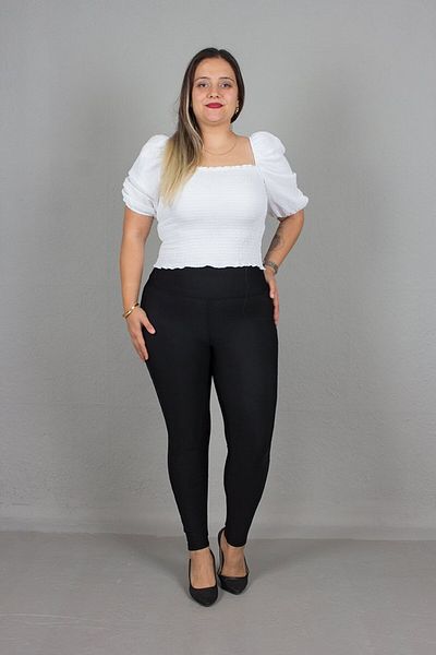 Truva XXL Plus Size Black Steel Combed Cotton Tulle Leggings