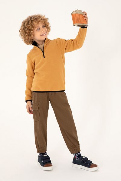 U.S. Polo Assn. Boy's Half Zipper Camel Fleece Sweatshirt 50298060 -Vr015