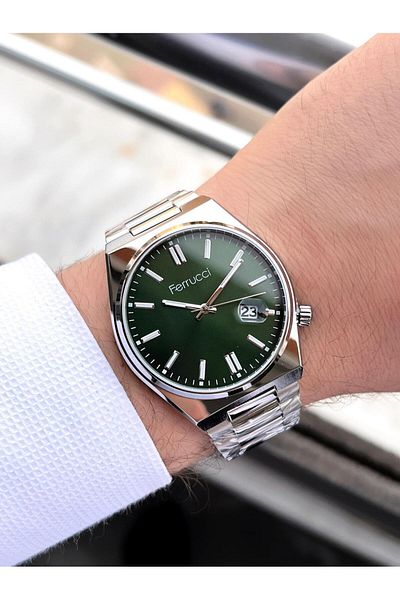 Ferrucci Tsuyosa Model Men's Wristwatch - Steel Cord, Calendar Dial, 30 Mt Water Resistant Efc.03223.5