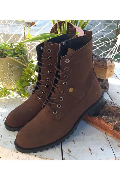 Bulldozer 230607 Γυναικείες μπότες από γνήσιο δέρμα Nubuck