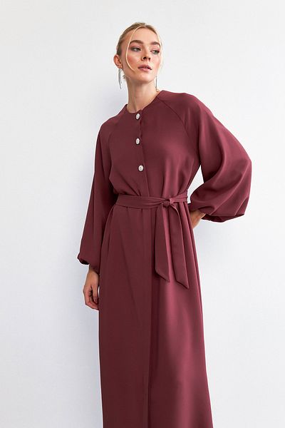 VAVİNOR Φόρεμα Abaya με μανίκια με μπαλόνι - Dusty Rose