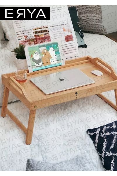 eryahome Folding Leg Bamboo Bed Enjoyment Tray Presentation Tray Portable Tray 30X50Cm