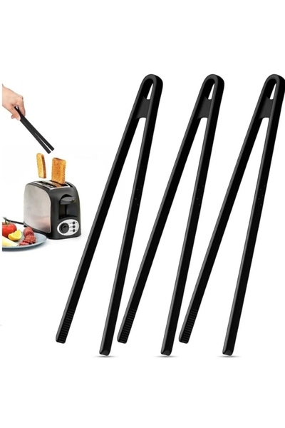 Trend Home Life Black Silicone Kitchen Tongs 29 cm Fireproof Material Barbecu...