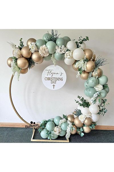 eğlencemarketi Chrome Gold Winter Green And White Balloon Chain 100 Pieces