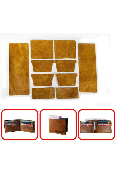 AiryFooT Ανδρικό πορτοφόλι DIY Ready Cut Bifold Horizontal με 8 θήκες για κάρτες