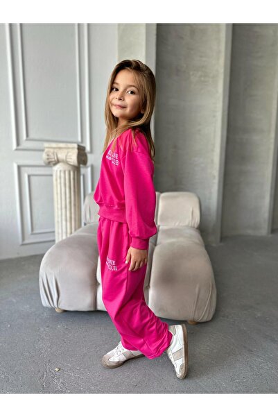 le petit sole Girl's Self Love Slogan Oversize Top and Bottom Set