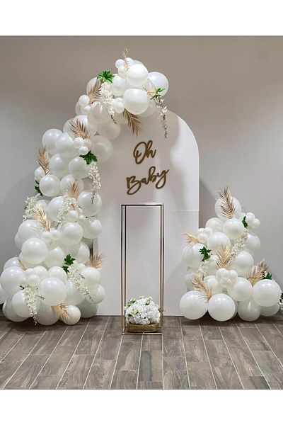 eğlencemarketi 100 Pieces Pastel White Balloon Chain
