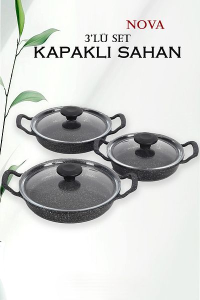 COOK KİTCHEN Nova 3-Piece Saucepan Set with Lid