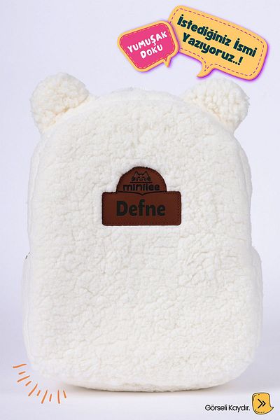 Minilee Plush Teddy-Kindergarten and Nursery Backpack for Kids Ages 0-8 - Cream-White