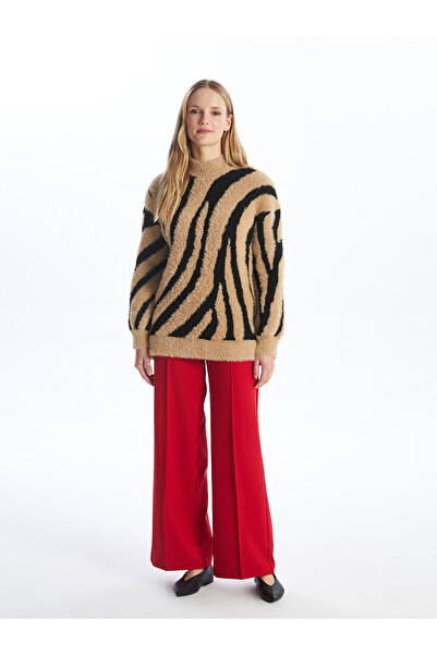 LC Waikiki Lw - Half Turtleneck Patterned Women's Knitwear Tunic