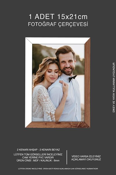 bymat 15X21 A5 Mdf Photo Frame - Wooden-White 2 Color Frame
