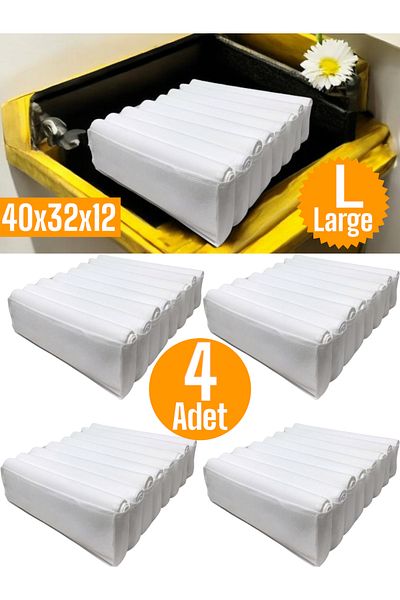 Balkan Room 4 Pieces White Accordion Type - 8 Compartment Drawer and Organizer Cabinet Set 40X32X12 cm