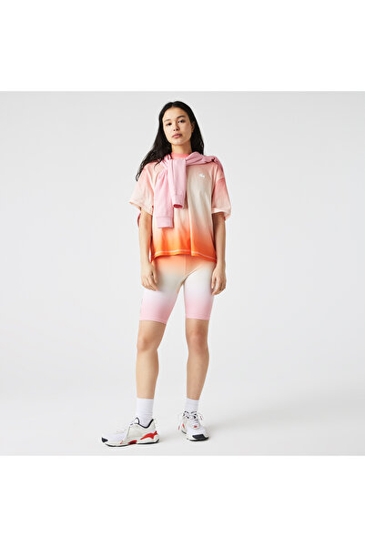 Lacoste Sport Kadın Slim Fit Desenli Açık Turuncu Tayt