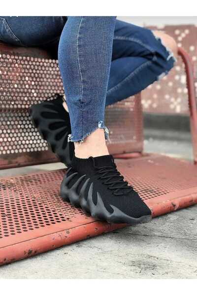 NOCS Siyah Sneaker Triko Spor Unisex Ayakkabı 1 Beden Büyük Tercih Etmelisiniz