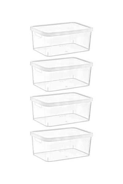 PANJI Stafi 12 Lt Set of 4 - Transparent Box with Lid, Multi-Purpose