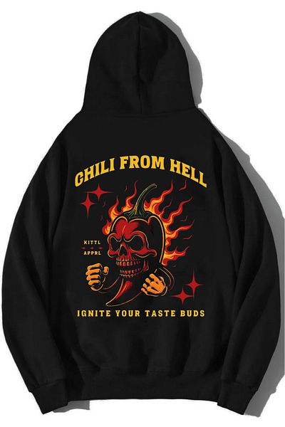DEEPSENCE Cihili Printed Unisex Black Oversize Sweatshirt