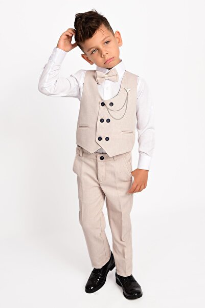 Delfini kids Erkek Çocuk Smokin Takım Elbise Yelekli Papyonlu