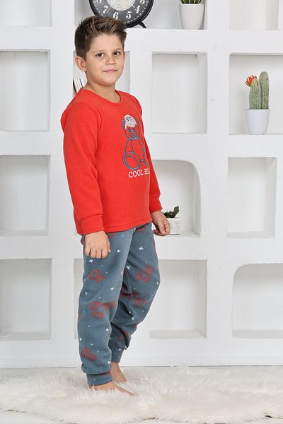 KAPİKİDS Set de pijamale din lână cu gât și broderie pentru băieți