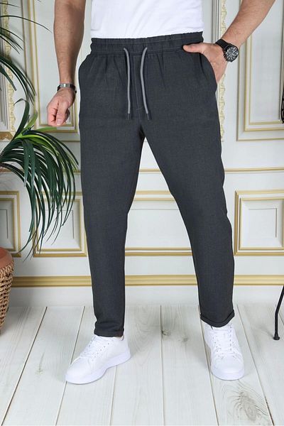 PHANTOM JEANS Men's Slim Fit Lycra Dark Gray Italian Cut School Pants - Flexible, Elastic, Double Leg