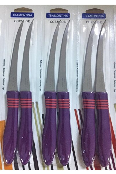 Pinkev Tramontina 6 Adet Lazer Tırtıklı Mutfak Bıçak Seti  Mor