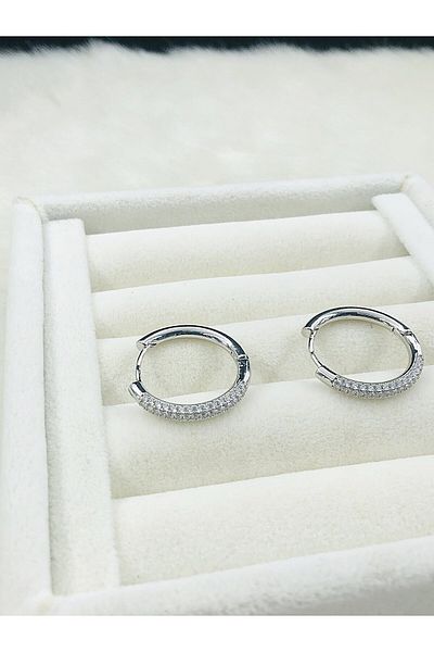 DS DİAMONDSHOP New Season Zircon Jewelled Hoop Earrings - Byk- 20241100051