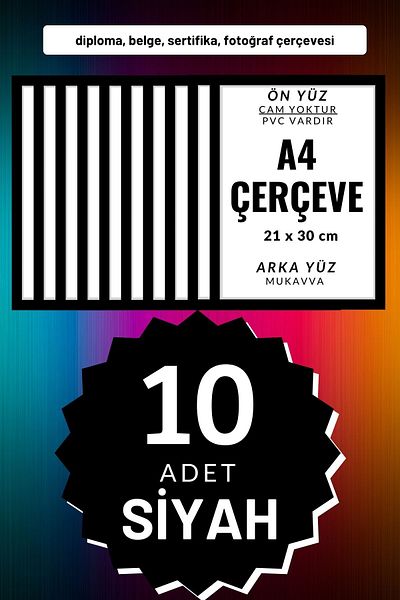 CreaWitch 10 Pieces Black A4 Frame - Pvc Frame Set with Diploma, Document, Certificate and Photo Picture