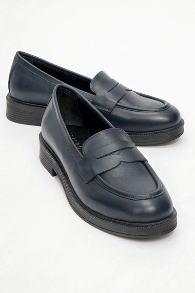 LuviShoes PLINE Damen-Loafer-Schuhe aus echtem Leder in Marineblau