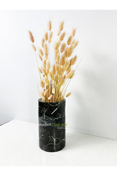 Modestmar Siyah Mermer Saksı, SiyahMermer Vazo, Kare Siyah Mermer Vazo