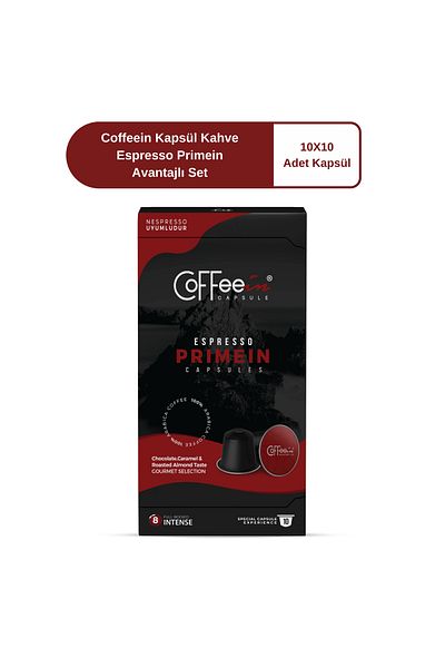 Coffeein Coffee Espresso Primein Aluminum Nespresso Compatible Coffee Capsule (10X10 Pack) Advantageous Package
