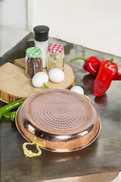 ALBETTO Handmade Copper Omelette and Egg Pan Medium Size 22 cm Copper Pan