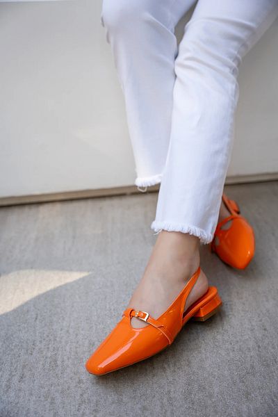 LAMİNTA Odesa Orange - Balerini casual pentru femei cu vârf tocit cu centură