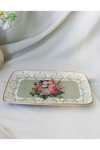 Ebruli Vintage Flower Bunch Decor Ordövr Plate