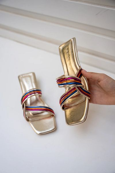 LAMİNTA Papuci cu toc pentru femei Hero Colorful, cu toc special de 4 cm, cu detaliu de panglică