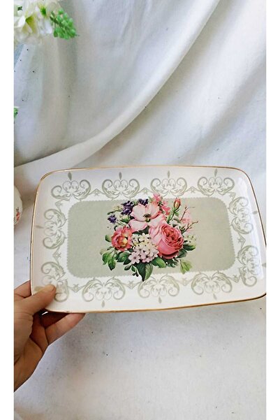 Ebruli Vintage Flower Bunch Decor Ordövr Plate