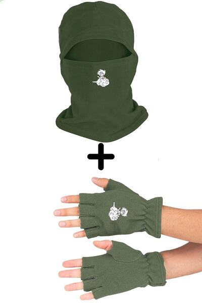 Fanze Set mănuși decupate și mască de zăpadă din polar Son Goku zrn3727