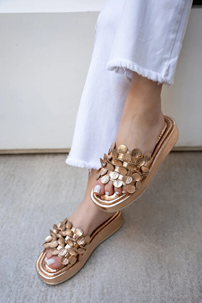 LAMİNTA Бронзові тапочки з пухнастим ворсом, товста підошва 4 см, жіночі