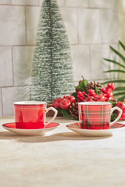 Karaca Plaid Coffee Cup Set for 2 People 80 ml