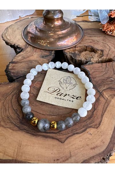 parze doğaltaş Selenite and Labradorite Bracelet