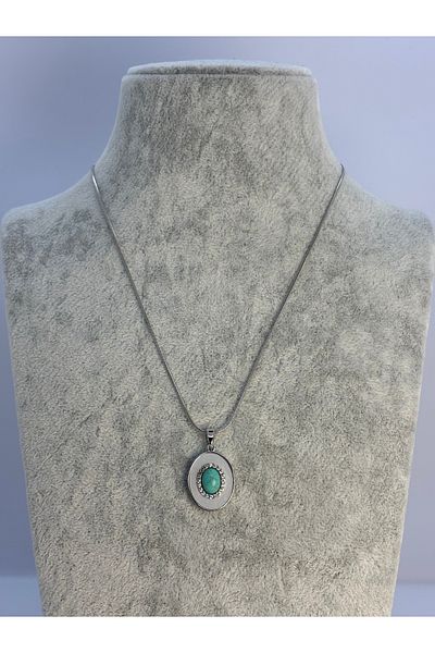 Uzak Işıklar Turquoise Stone Steel Necklace